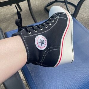 Black and White Wedge Shoes with Durable Construction